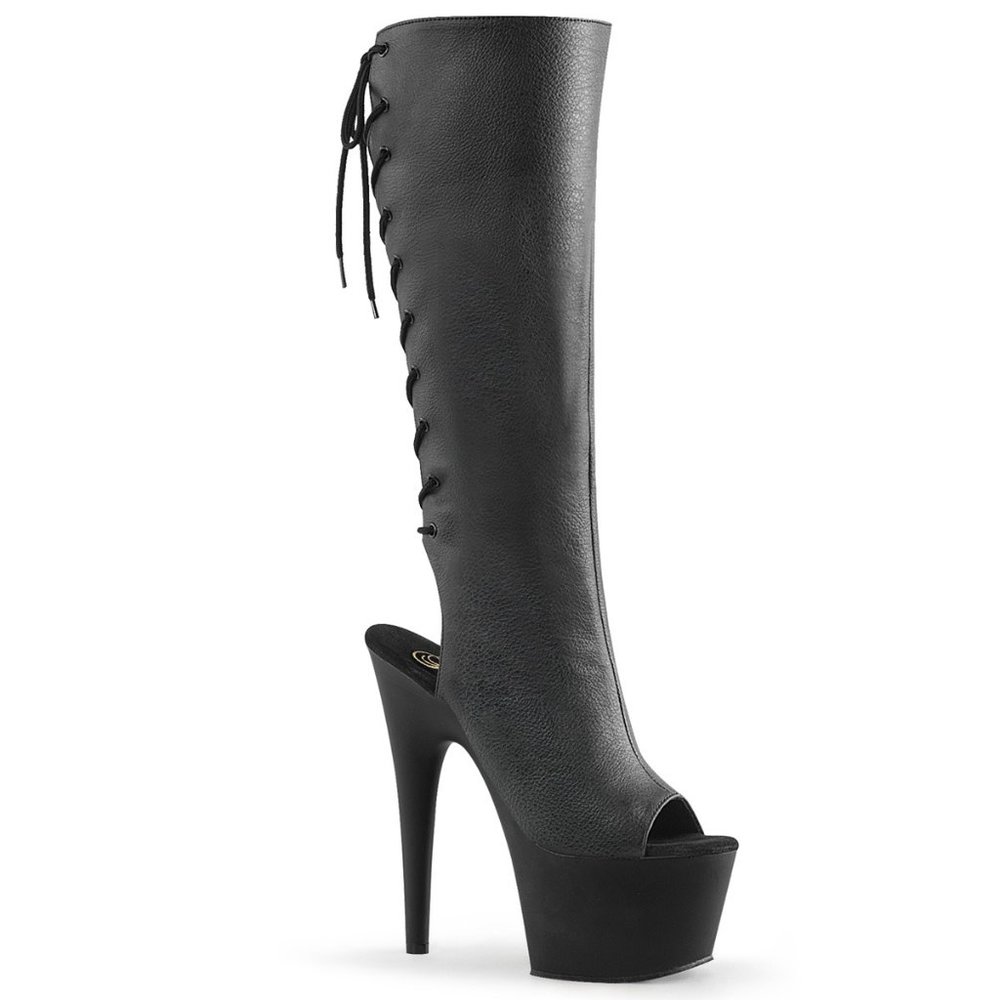 Pleaser Adore 2018 Black Platform Boots with Stiletto Heel